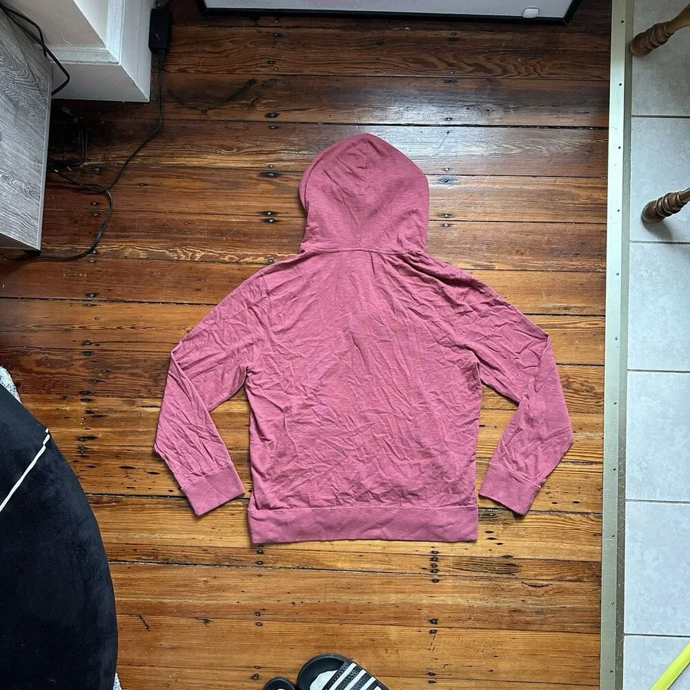 J Crew Hoodie Mens Large Snap Button Henley Pullover Lightweight Knit Red/Maroon